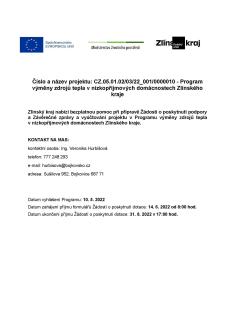 Program výměny zdrojů tepla v nízkopříjmových domácnostech Zlínského kraje